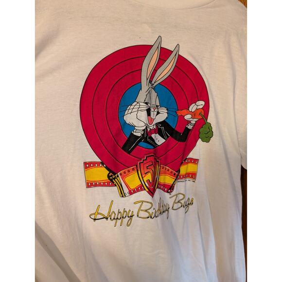 NEW VINTAGE Bugs Bunny Happy Birthday 50th White T-Shirt Men's LARGE NWT - Picture 2 of 5